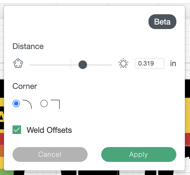 Cricut Design Space: Offset menu options