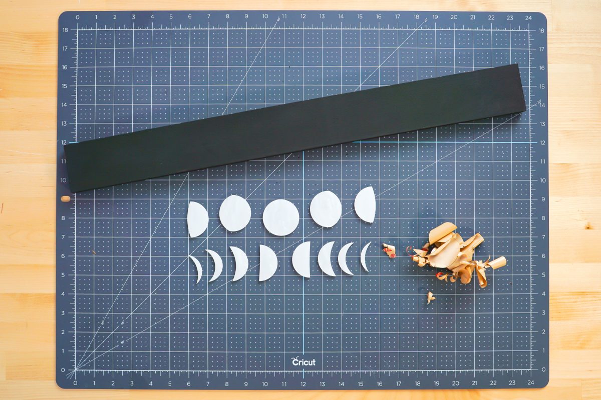 Moon phases with masking removed on worktable.