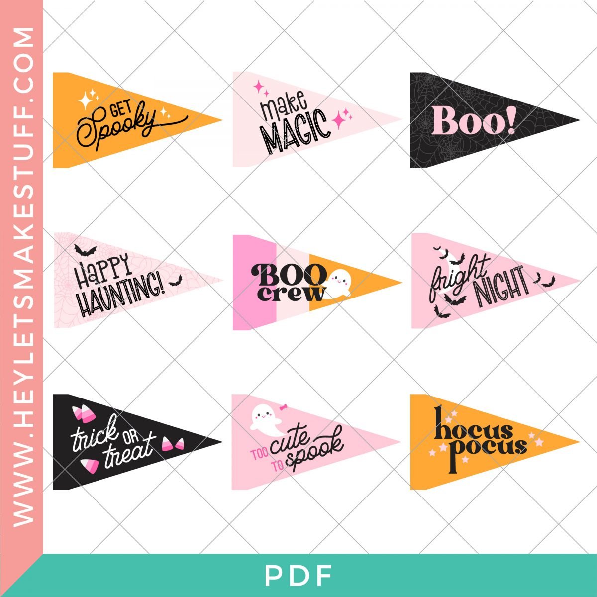 Pink Halloween pennant flag pdf