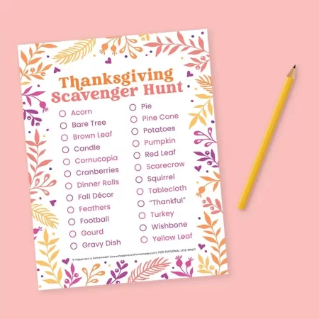 Thanksgiving Scavenger Hunt printable