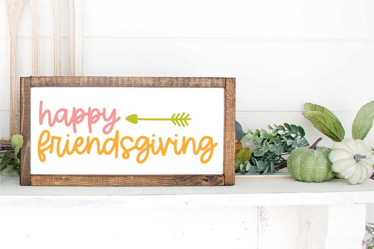 Happy Friendsgiving sign on mantel.