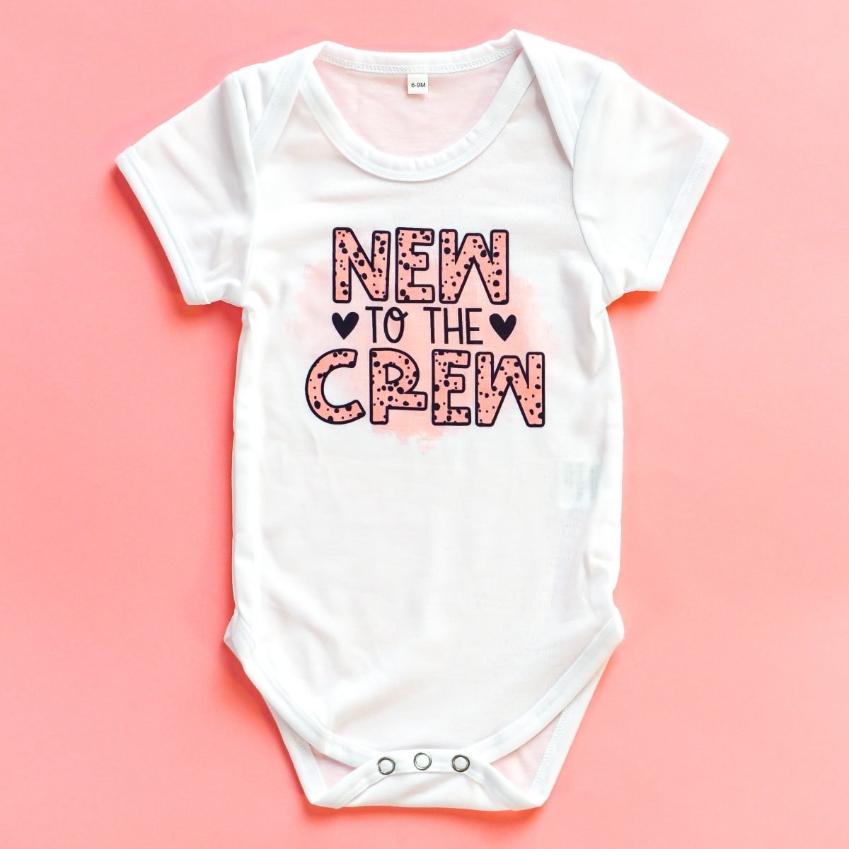 "New to the Crew" onesie using Sublimation Ink.