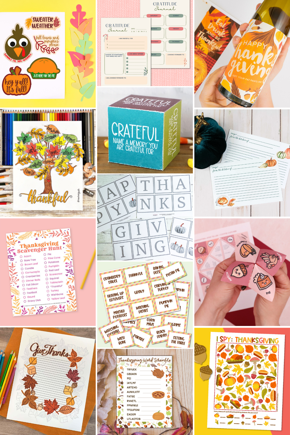 Collage of Thanksgiving printable