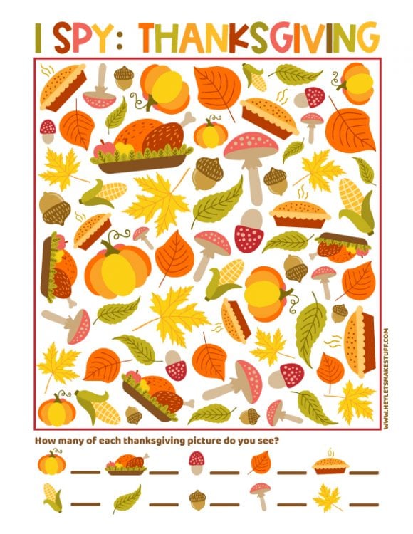 Free Printable Thanksgiving I-Spy Game! - Hey, Let's Make Stuff