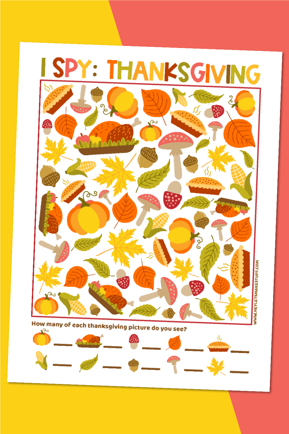 Thanksgiving I Spy Game  Free Printable Thanksgiving Activities