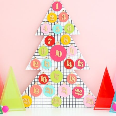 Modern advent calendar in the shape of a tree