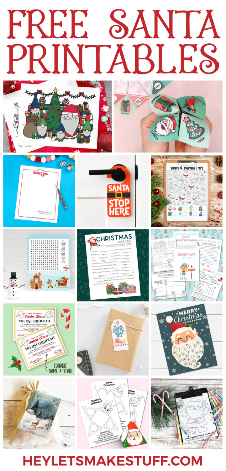 Collage of free Santa printables
