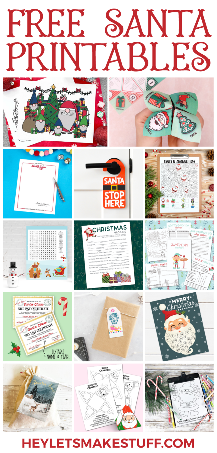 Collage of free Santa printables