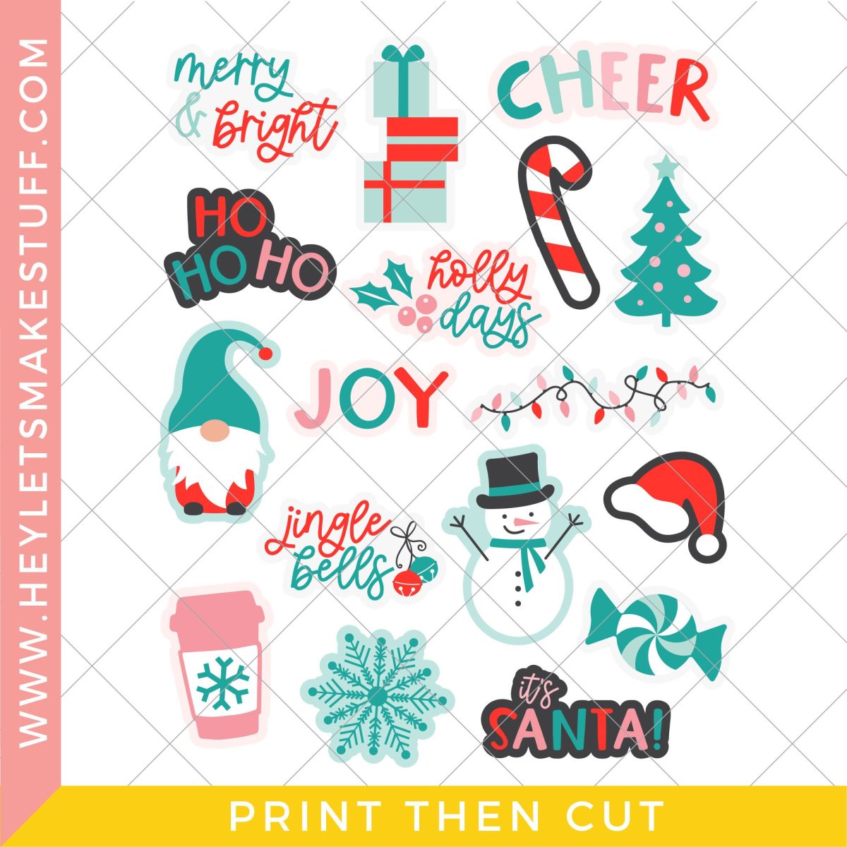 Festive Cricut Print then Cut Christmas Stickers - Hey, Let's Make