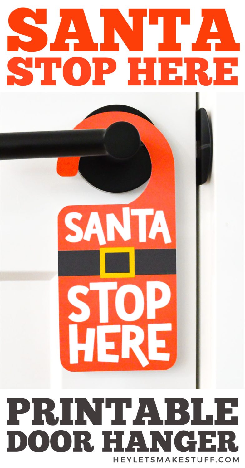 Santa Stop Here Door Hanger pin image