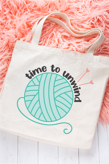 Time to Unwind SVG on tote bag