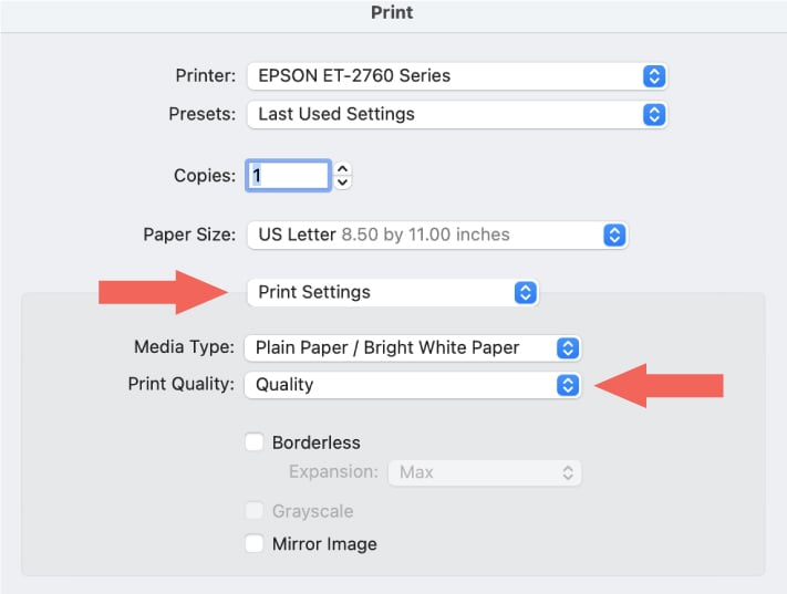 Photoshop Printer Settings