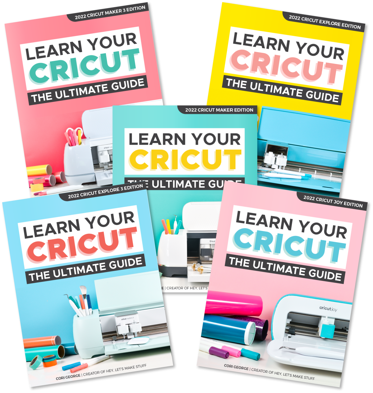 Five Learn Your Cricut books stacked