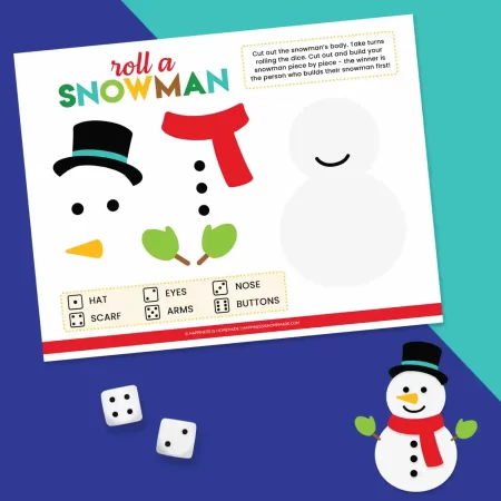 Printable Roll a Snowman dice game