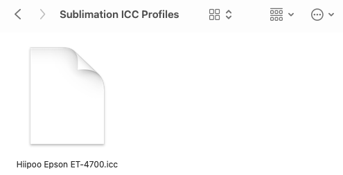 Installing an ICC Profile: Hiipoo .icc profile in Finder folder