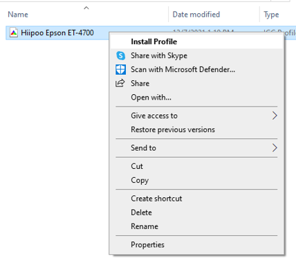 Installing an ICC Profile: Hiipoo .icc profile in downloads folder