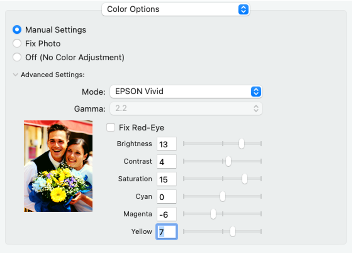 Screenshot: Mac print settings