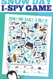 Free printable snow day i-spy game pin image