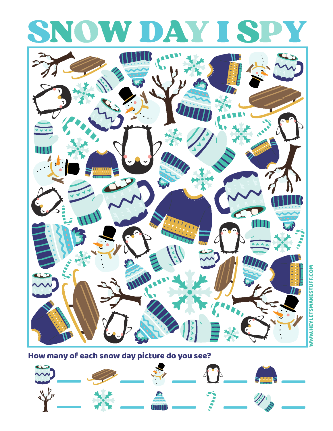 Free Printable Snow Day ISpy Game Hey, Let's Make Stuff