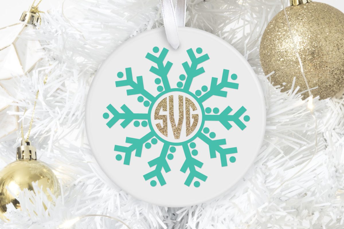 Snowflake Monogram on white ornament