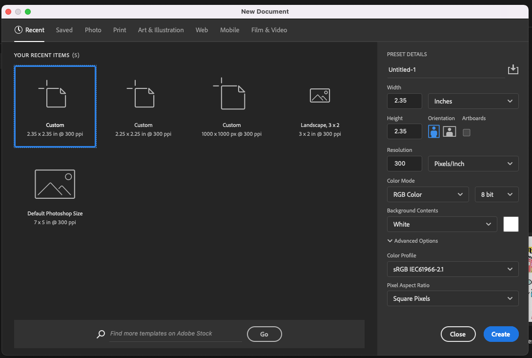 Create a new photoshop document slightly larger than your blank.