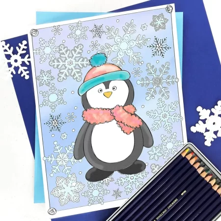 Printable winter penguin coloring page
