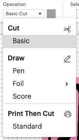 Operation Dropdown with "Cut: Basic" selected.