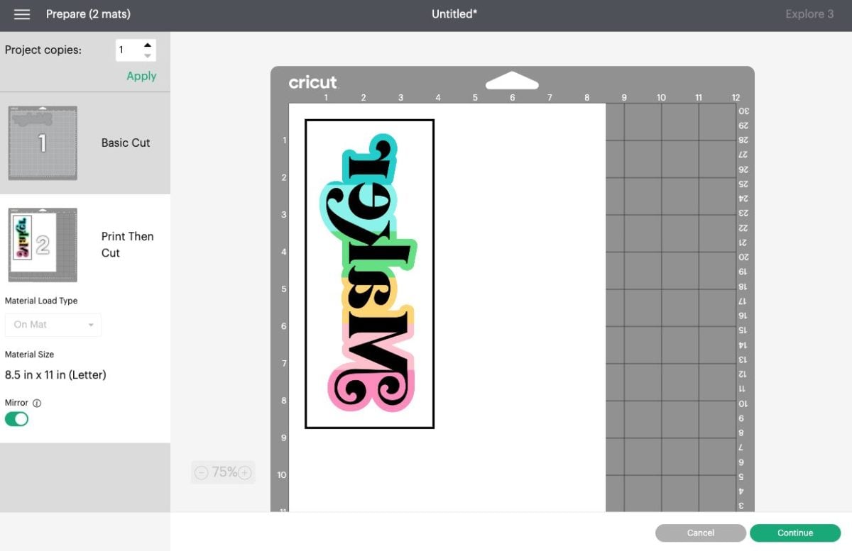 Cricut Design Space: Mirror print then cut image