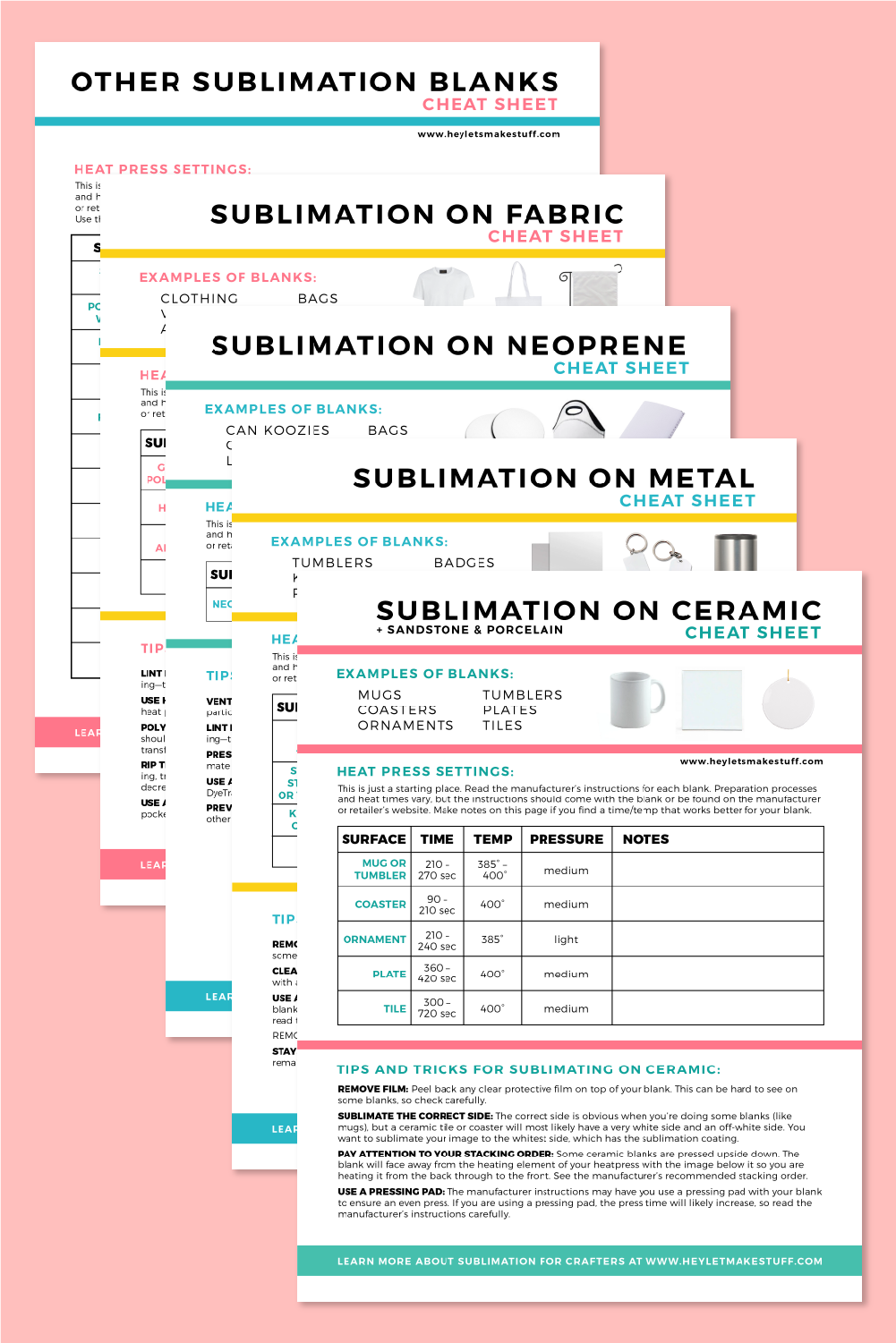 Sublimation Temperature Guide Cheat Sheet Temperature Chart