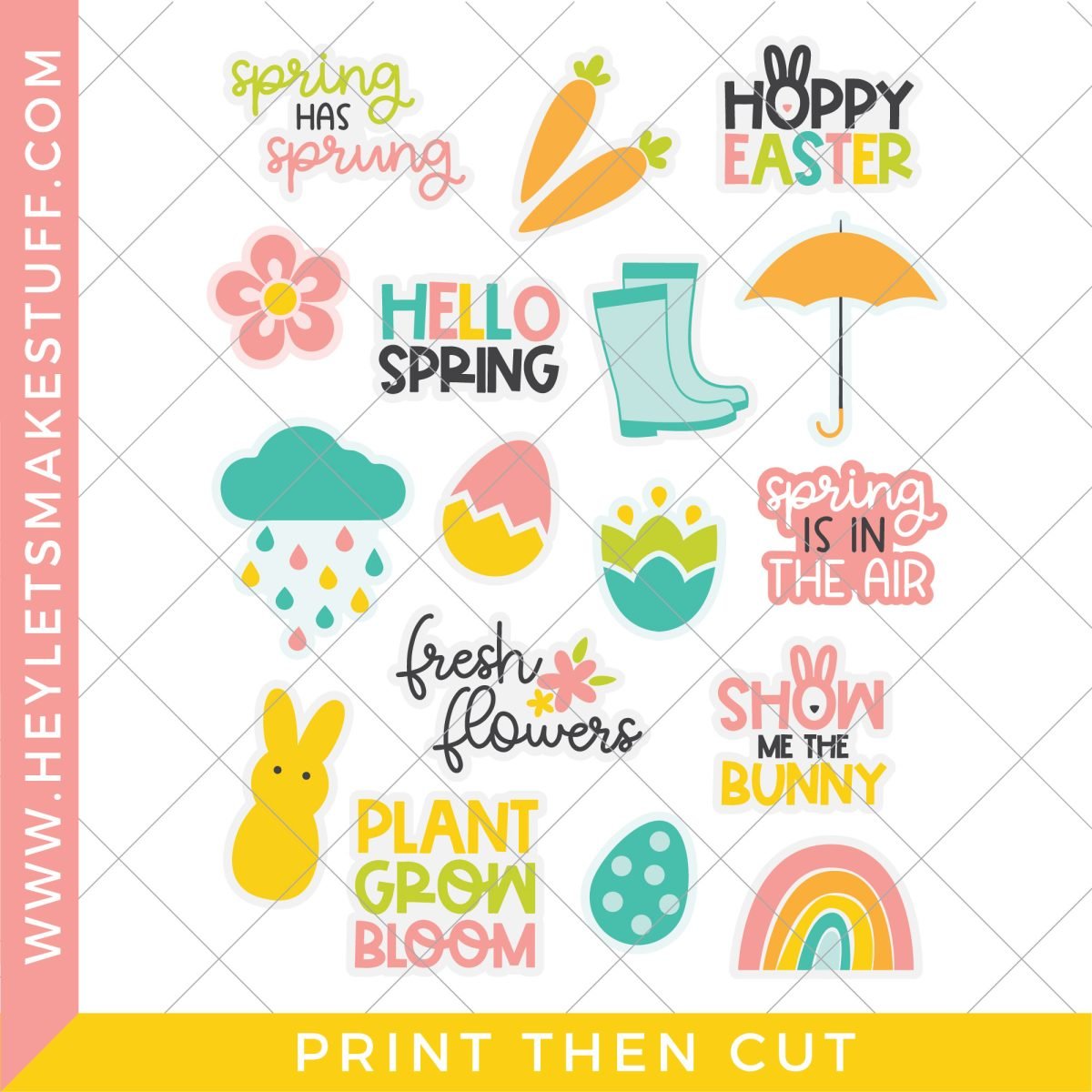 Spring and Easter stickers security template image.