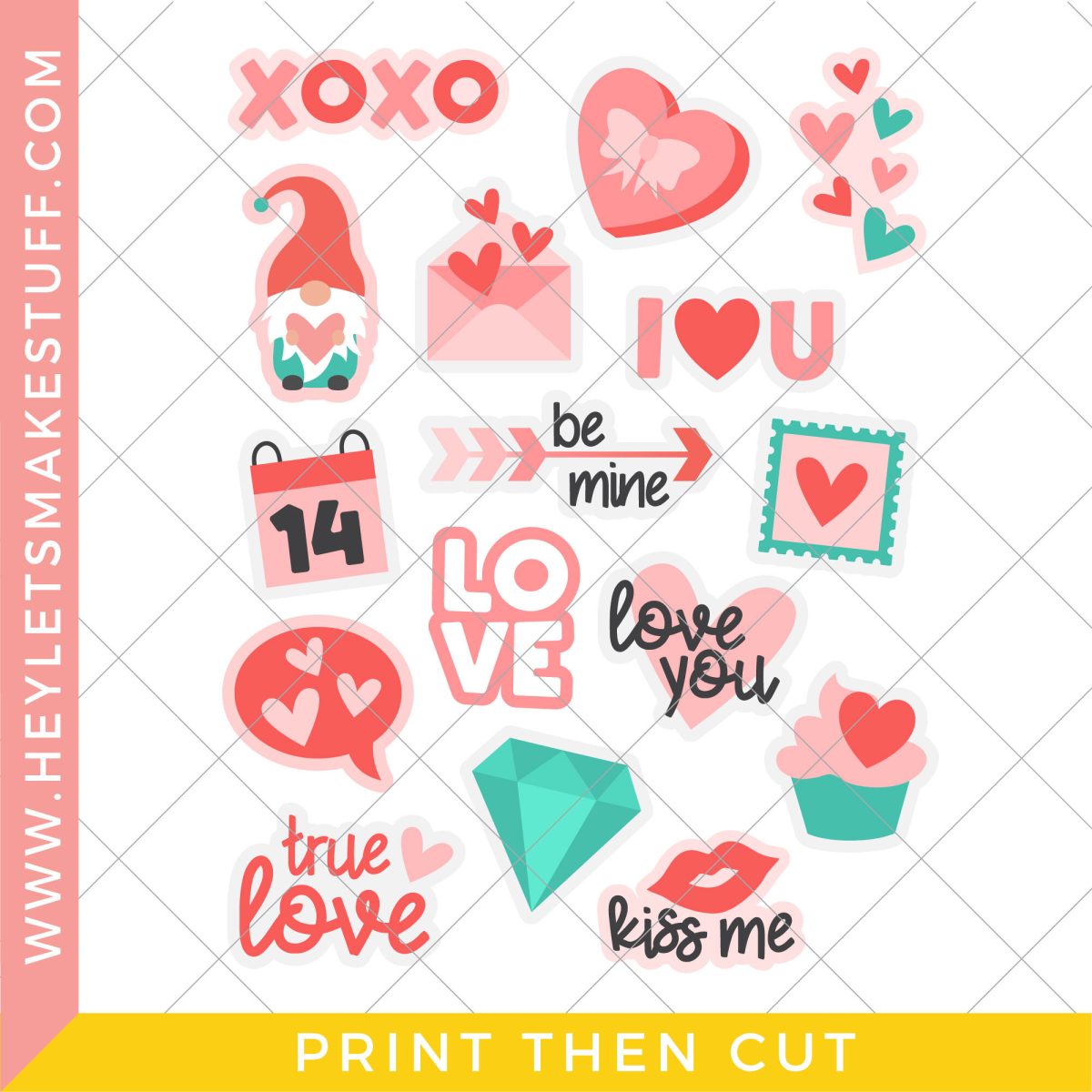 Print then Cut Valentine's Day Stickers - Hey, Let's Make Stuff