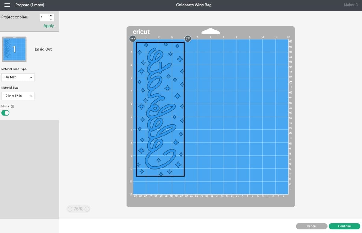 Design Space - Celebrate on a Cricut Mat in Prepare Screen