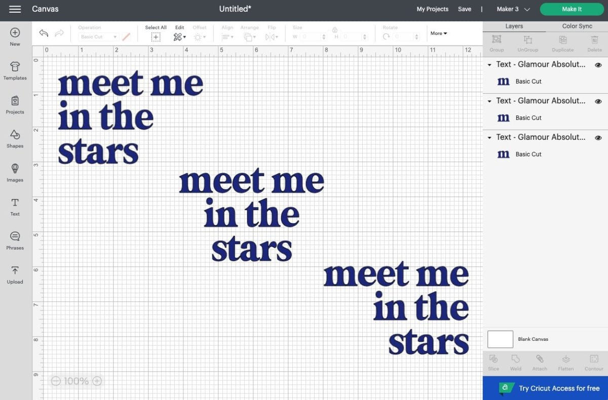 DS: "meet me in the stars" with three different alignments