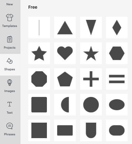 Cricut Design Space: Shapes Menu