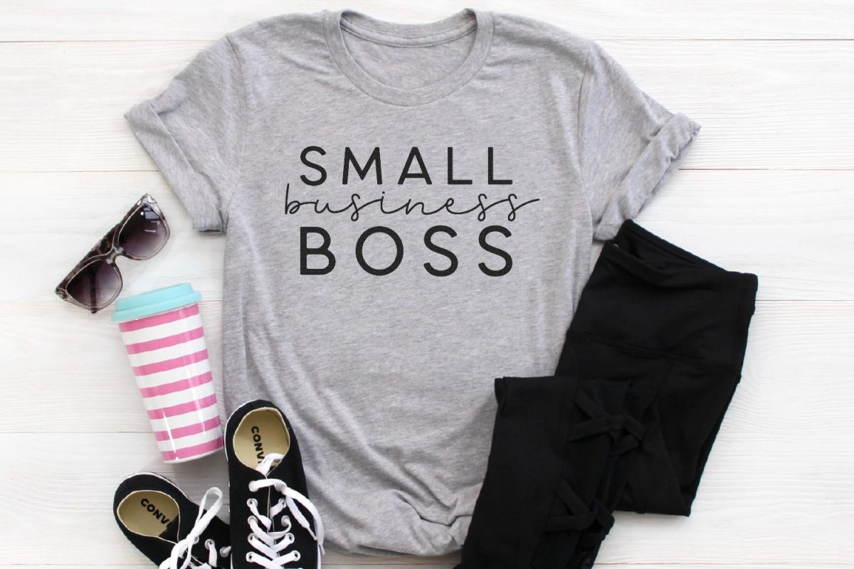 Gray t-shirt that says Small Business Boss