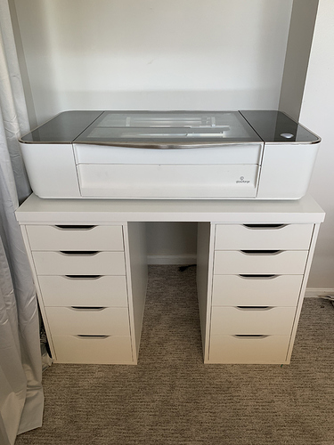 Glowforge on Alex Drawers and Linnmon Tabletop