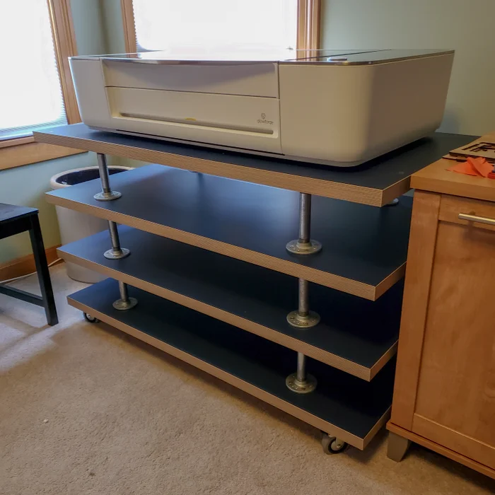 IKEA table made with galvanized pipes.