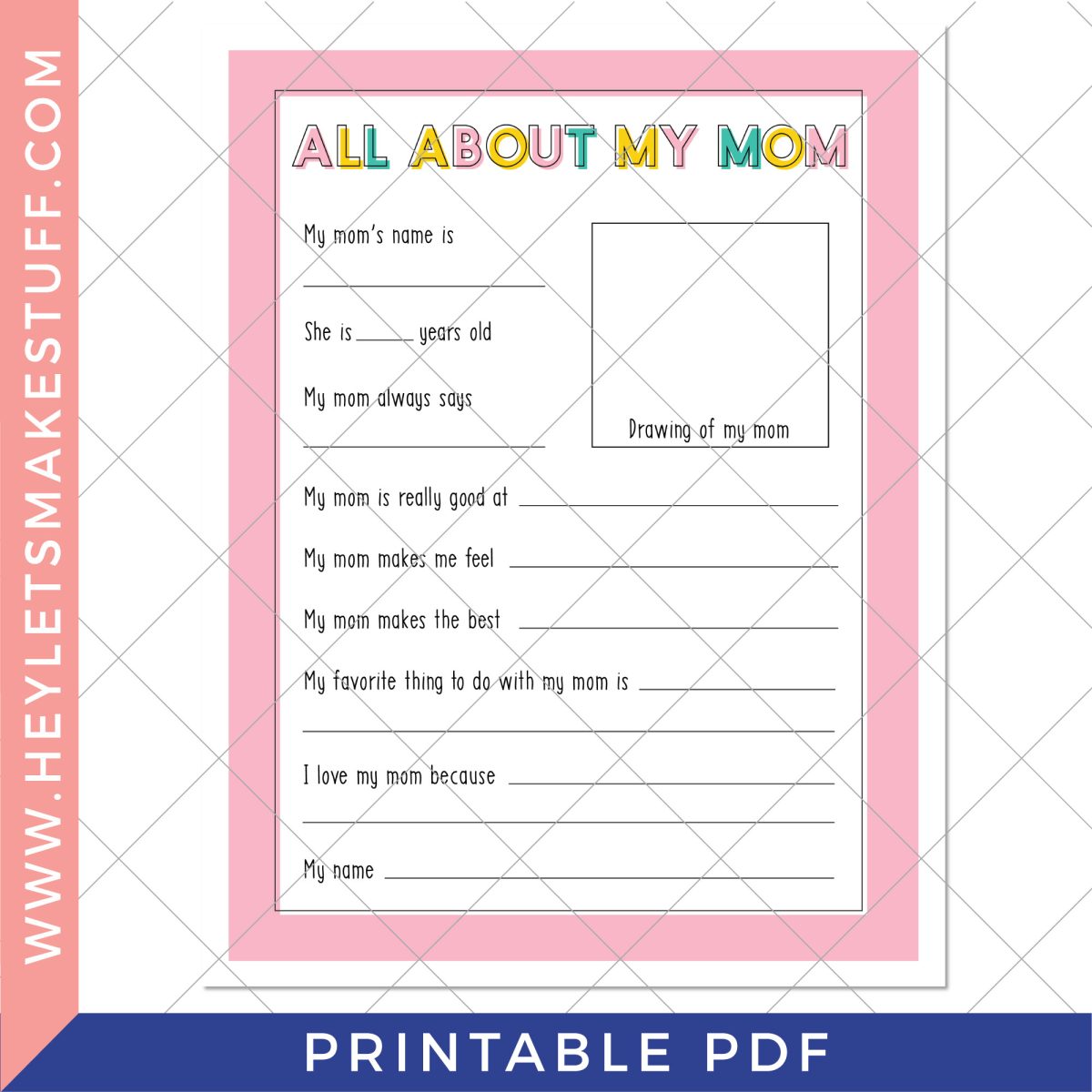 all about my mom printable