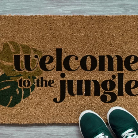 Doormat with the words Welcome to the Jungle on it
