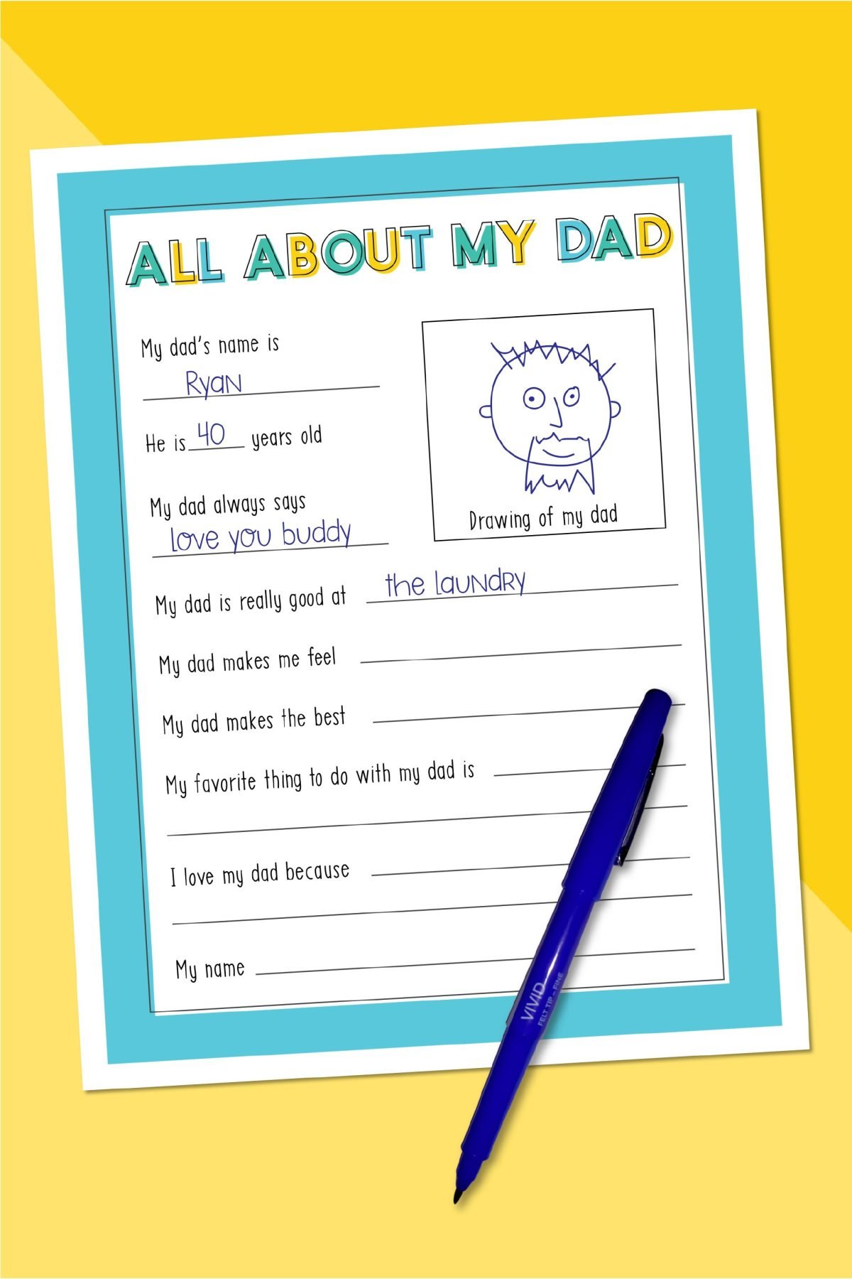 All About Dad Printable Pdf Free