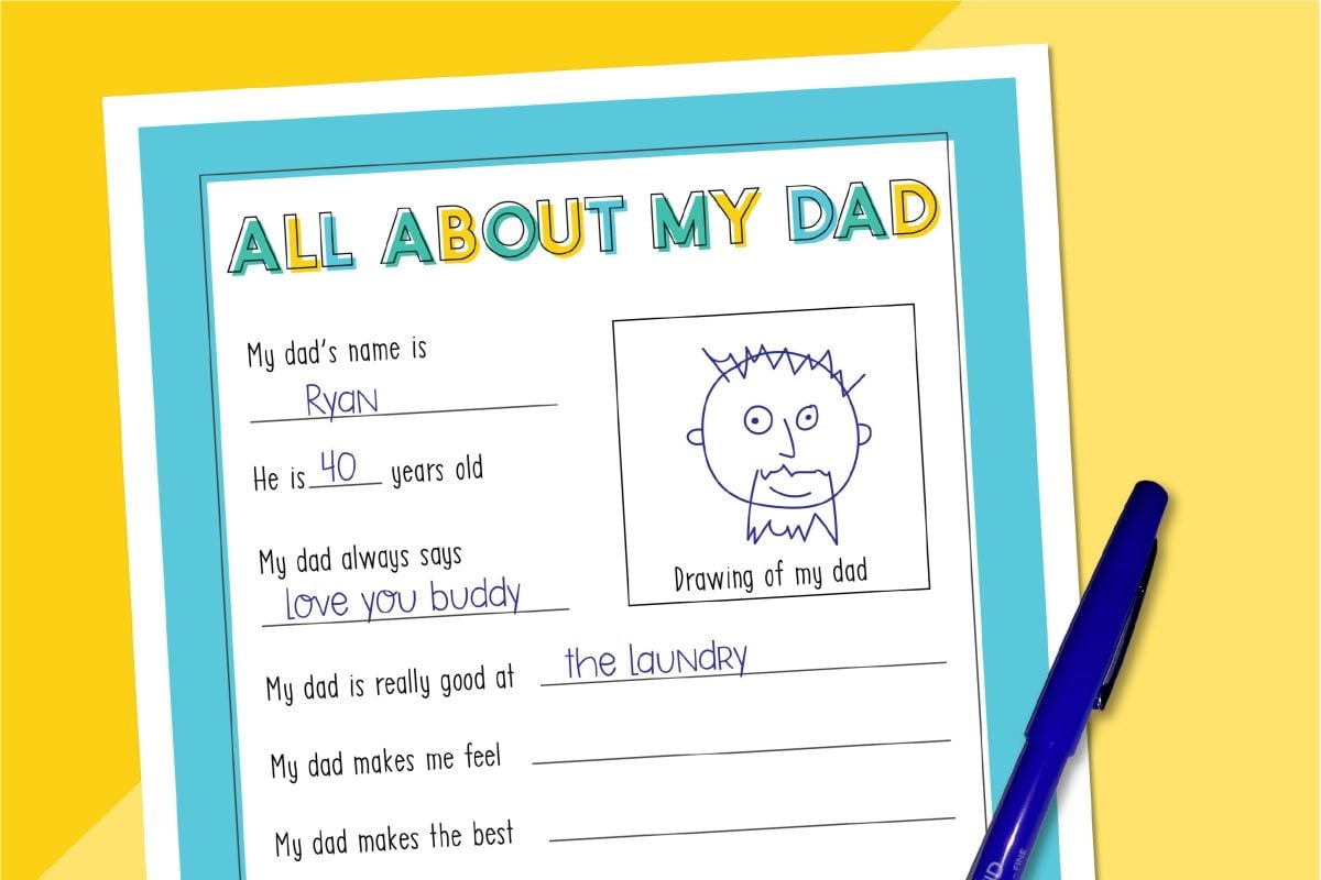 All About My Dad printable image