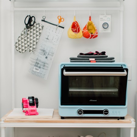 Baker's rack filled with crafting tools