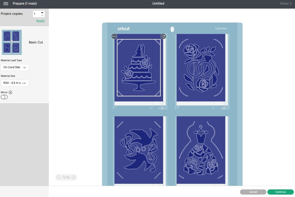 DS Screenshot - Four different wedding cards on single mat