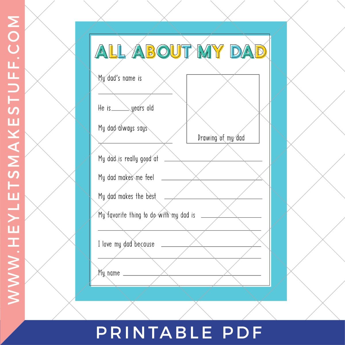 All About My Dad printable security template