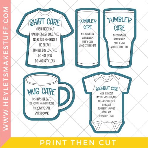 Printable Sublimation Care Tags with Washing Instructions