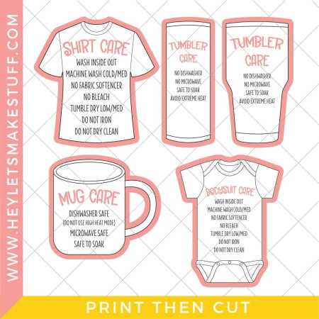 Printable Sublimation Care Tags with Washing Instructions