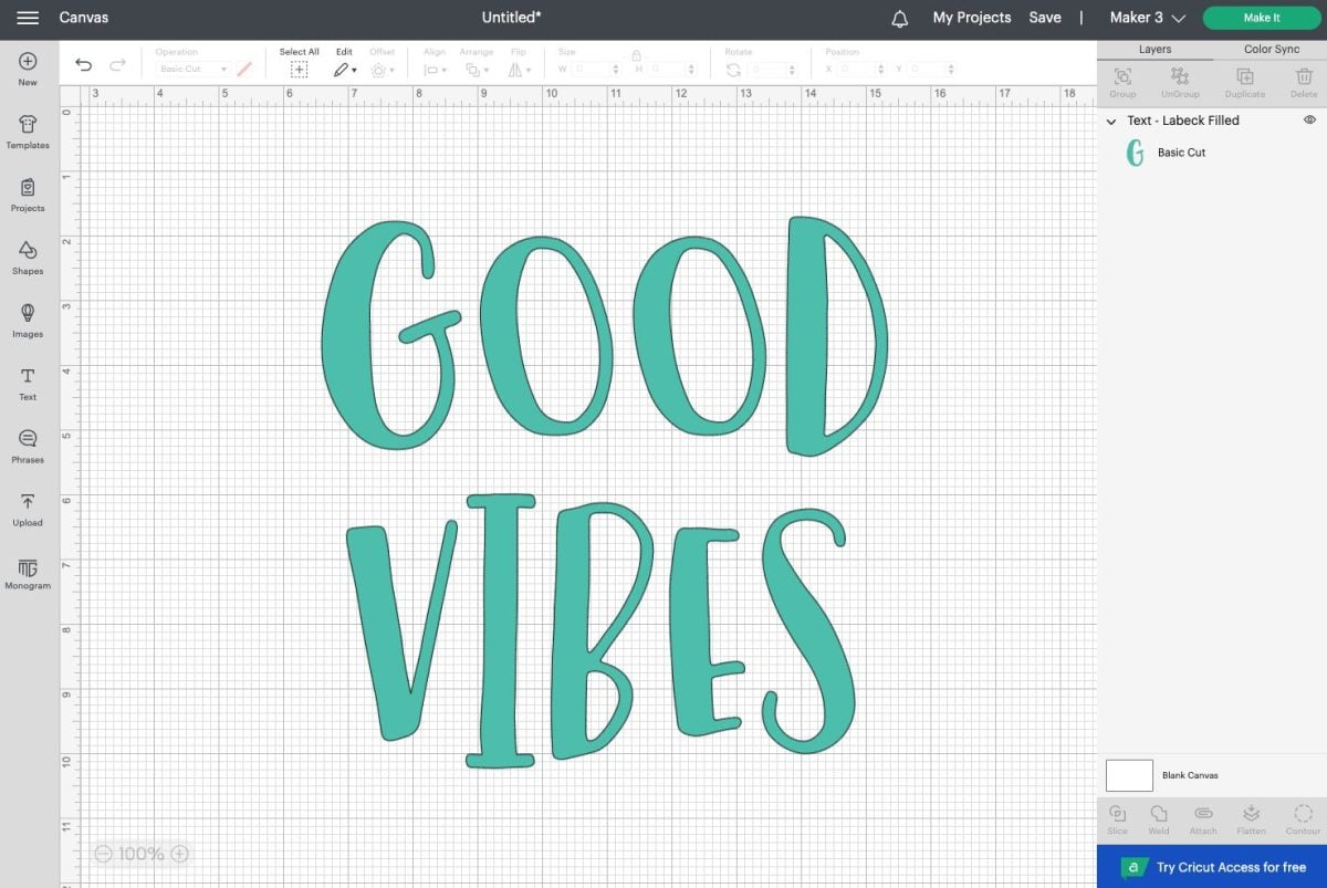 DS - Good Vibes in teal "Labeck" font
