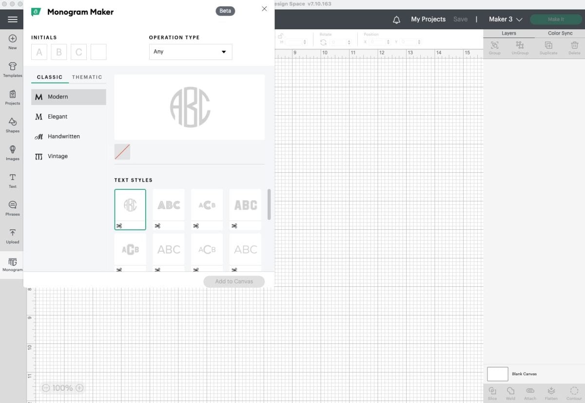 DS - Cricut Monogram Maker Open