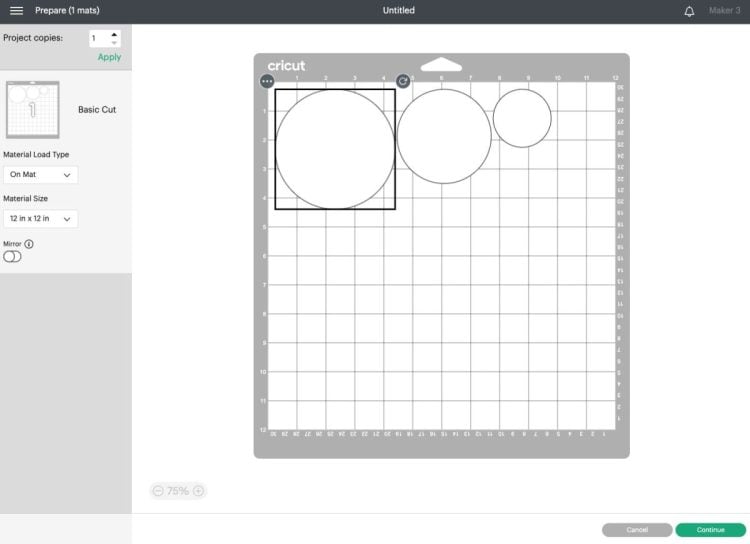 DS - Preview screen showing three separate circles.