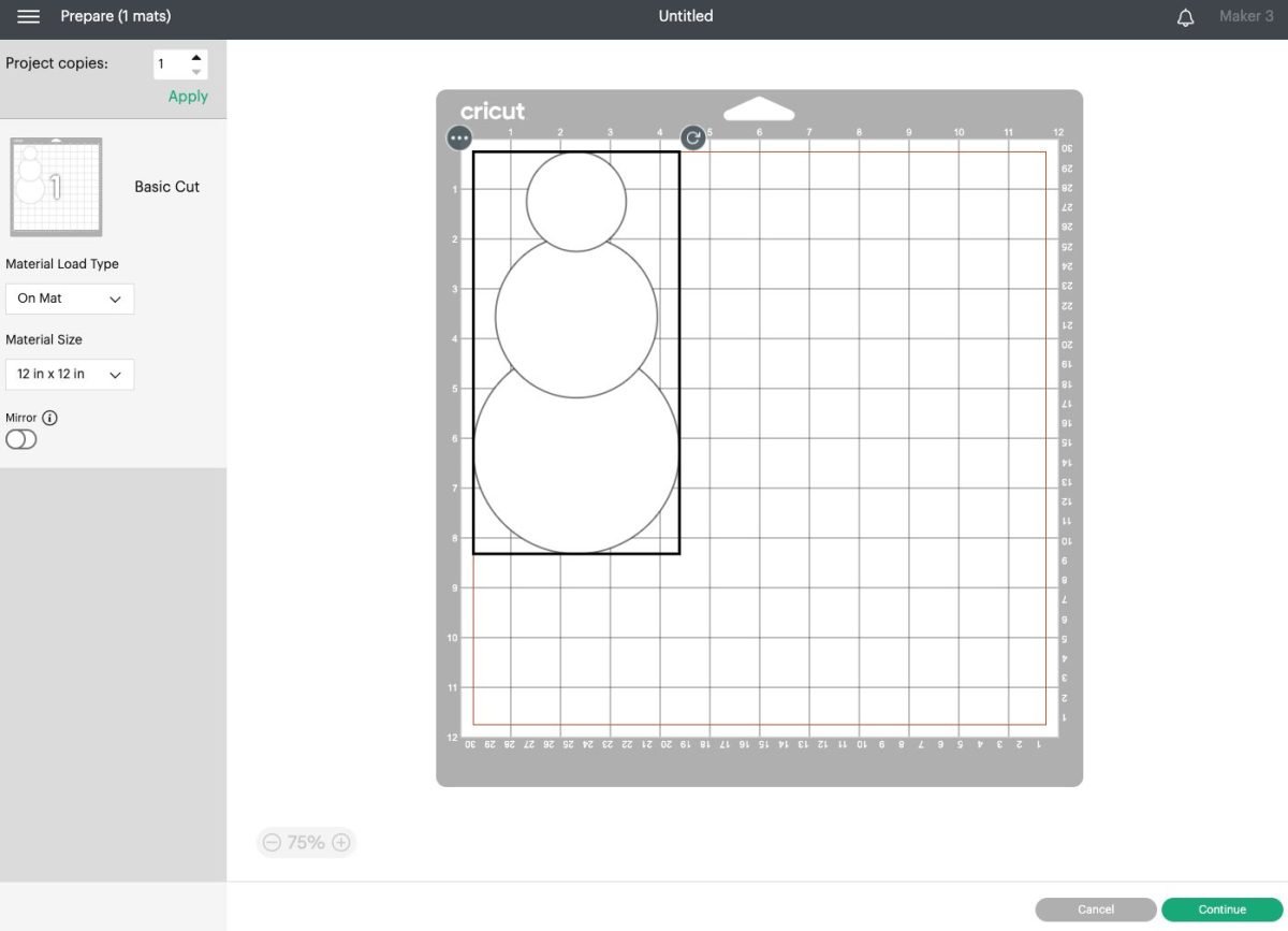 Preview screen showing three overlapping attached circles.